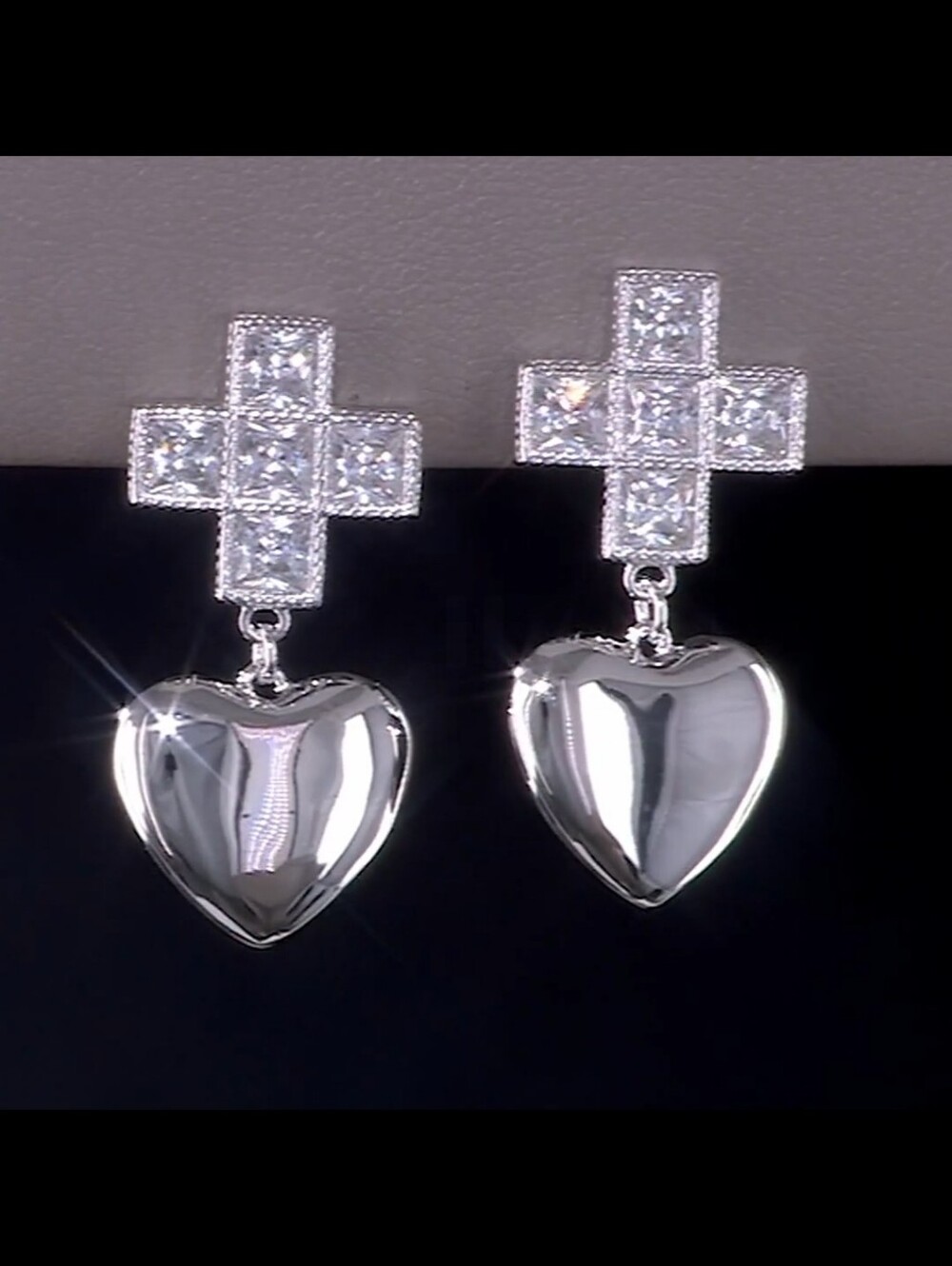 Faith & Friendship Cross Heart Earrings Diamonique x Kathy Levine Mary Beth Roe